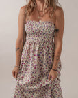 Boho Floral Smocked Maxi Sundress