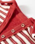 Stripe Buttoned Collared V-Neck Drop Shoulder Top