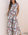 Kylee Floral Sleeveless Buttoned Wide Leg Jumpsuit