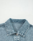 Denim Button Flap Pocket Frayed Vest
