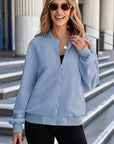 Nylah Stand Zipper Bomber Jacket