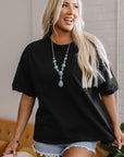 Ayra Loose Half Sleeve Hi Low Hem Top