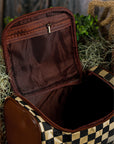 Black Checkered Zipper Makeup Bag