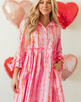 Heidi Bowknot Striped Shirt Dress