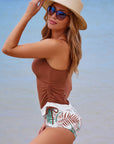 Everlee Stripe Drawstring Tummy Control Tankini Swimsuit