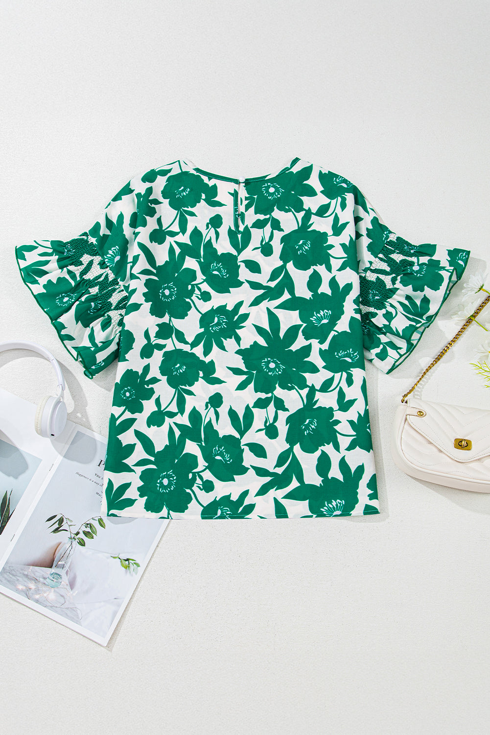 Mavis Floral Ruffled Short Sleeve Loose Blouse