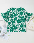 Mavis Floral Ruffled Short Sleeve Loose Blouse
