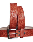 HILASON Western Genuine Leather Belt for Men Women Cowboy Cowgirl Handmade Unisex Full Grain Heavy Duty Floral Tooled Belt