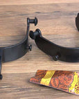 Hilason Western Black Steel Mens Rodeo Horse Riding Spurs Pair W/ 1 Inch Band