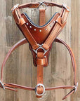 Large Leather Dog Harness Mahogany Genuine With Matching Leash Hilason