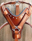 Large Leather Dog Harness Mahogany Genuine With Matching Leash Hilason