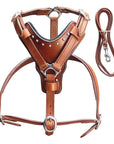 Large Leather Dog Harness Mahogany Genuine With Matching Leash Hilason