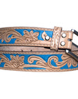 HILASON Western Genuine Leather Belt for Men Women Cowboy Cowgirl Handmade Unisex Full Grain Heavy Duty Floral Tooled Belt