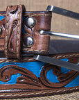 HILASON Western Genuine Leather Belt for Men Women Cowboy Cowgirl Handmade Unisex Full Grain Heavy Duty Floral Tooled Belt