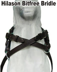 Bitfree Leather English Bitless Bridle Horse Reins Brown Hilason