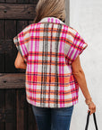 Plaid Sherpa Buttoned Jacket Vest