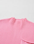 Ribbed Knit Short Sleeve Sweater