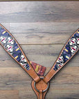 HILASON Western Horse Leather Headstall & Breast Collar Tack Set Aztec