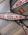 Hilason Horse Leather Bridle Headstall Breast Collar Black Aztec Painted
