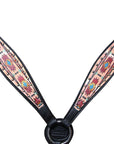 Hilason Horse Leather Bridle Headstall Breast Collar Black Aztec Painted