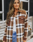 Phoebe Pocketed Buttoned Plaid Shirt Jacket