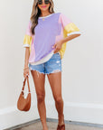 Zoe Patchwork Half Sleeve Oversized Top