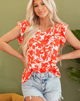Keilani Floral Ruffle Sleeve Top