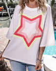 Halle Star Patched Half Sleeve Oversized Tee