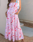 Floral Tied Straps Maxi Dress