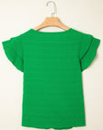 Textured Ruffle Sleeve Top