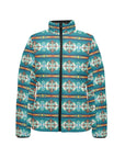 Teal Aztec Women's Puffy Bomber Jacket