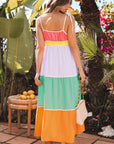 Cassandra Colorblock Self-tie High Waist Maxi Dress