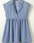 Laney Lapel Neck High Waist Denim Babydoll Dress