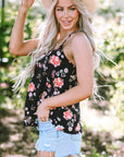 Fallon Floral Spaghetti Straps Strappy Back Tank Top