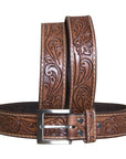 HILASON Western Genuine Leather Belt for Men Women Cowboy Cowgirl Handmade Unisex Full Grain Heavy Duty Floral Tooled Belt
