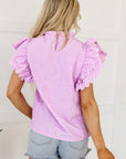 Kori Scalloped Ruffle Sleeve Top