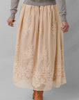 Vivienne Embroidered Mesh Overlay Long Skirt