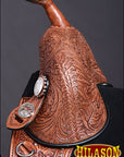Hilason Western Horse Treeless Trail Barrel American Leather Saddle