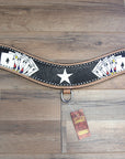 Hilason Western Horse Breast Collar American Leather Playing Card Painted