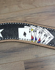 Hilason Western Horse Breast Collar American Leather Playing Card Painted