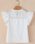 Alondra Lace Flutter Sleeve Eyelets Blouse