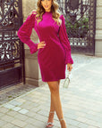 Georgia Smocked Ruffled Puff Sleeve Velvet Dress