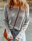 Daisy Textured Round Neck Long Sleeve Top