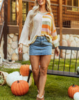 Harper Oversized Colorblock V Neck Hooded Sweater