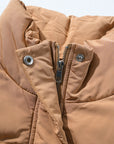 Solid Zip-Up Pocketed Puffer Vest