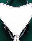 Medium Leather Dog Harness White Genuine With Leash Hilason