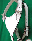 Medium Leather Dog Harness White Genuine With Leash Hilason