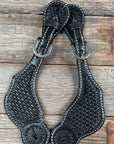 Black Basketweave Tooled Spur Straps