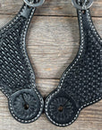 Black Basketweave Tooled Spur Straps