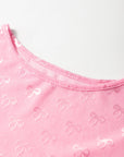 Bow Mesh Long Sleeve Top